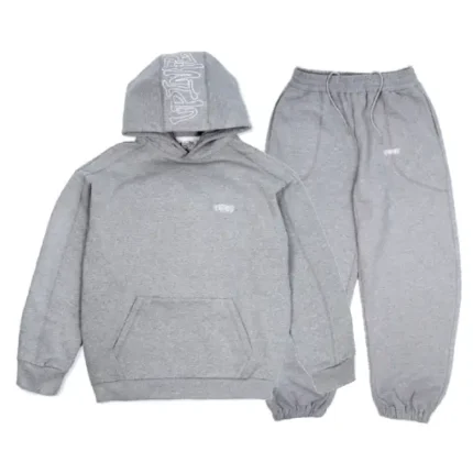 Up In Flames Reverse Stitch Tracksuit Grey (3)